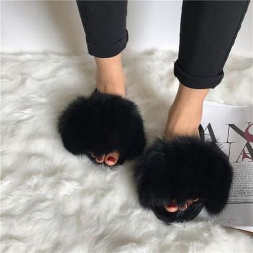 Pantoufles D'hiver En Fausse Fourrure Pour Femmes, Nouvelles Sandales Pelucheuses Ettonnantes Pour Filles, Chaussures Décontractées