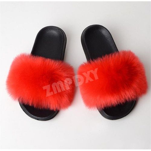 Pantoufles D'hiver En Fausse Fourrure Pour Femmes, Nouvelles Sandales Pelucheuses Ettonnantes Pour Filles, Chaussures Décontractées