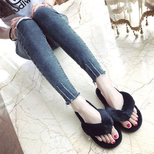 Pantoufles D'hiver En Fausse Fourrure Pour Femmes, Tongs Chaudes De Luxe, Intérieur, Chaussures De Loisir La Mode