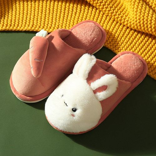 Pantoufles D'hiver En Fourrure De Maison, Chaussures Chaudes En Coton, Adorables Lapins De Dessin Animé, Pour Chambre Coucher, Femmes Hommes Dames Amoureux