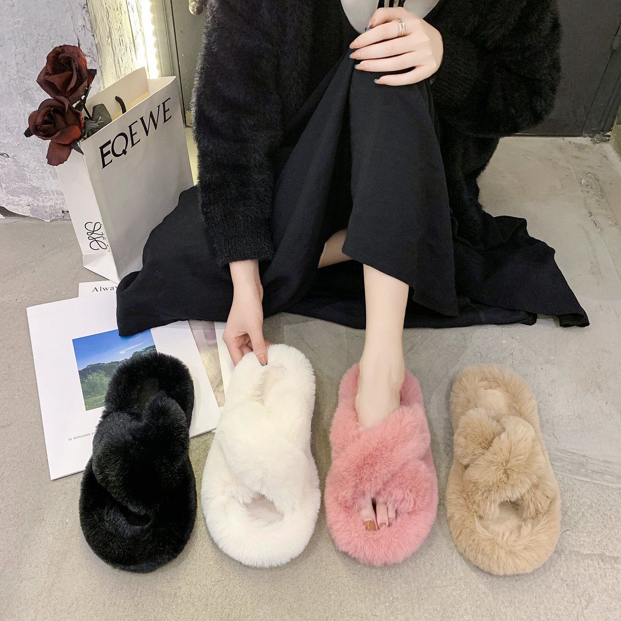 Pantoufles D'hiver En Fourrure Pour Femmes, Chaussures Chaud... - 4