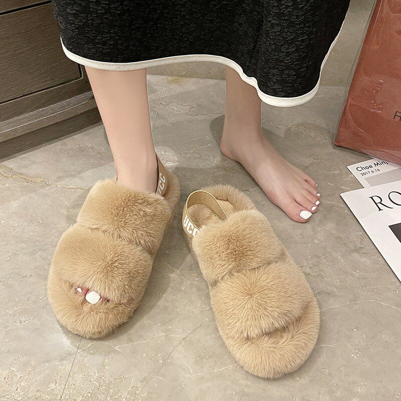 Pantoufles D'hiver En Fourrure Pour Femmes, Chaussures De Ma... - 5