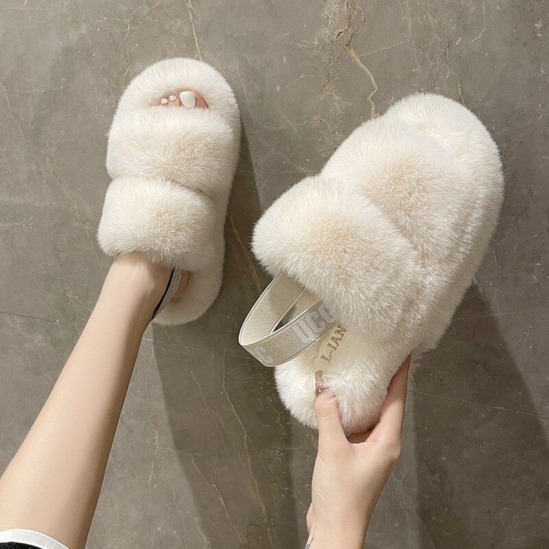 Pantoufles D'hiver En Fourrure Pour Femmes, Chaussures De Ma... - 7