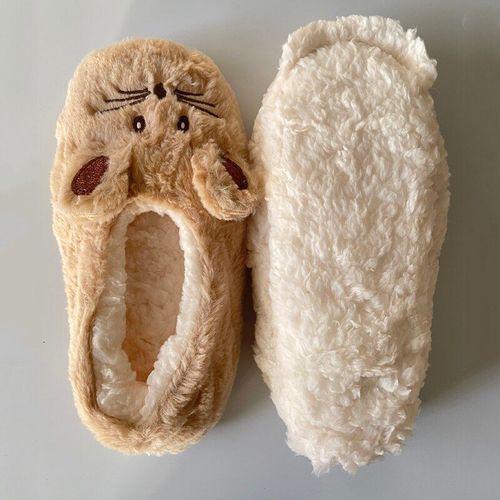 Pantoufles D'hiver En Fourrure Pour Femmes, Peluche Chaude, Antidérapante, Intérieur, Chaussures Brodées Avec Oreilles De Souris