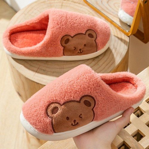 Pantoufles D'hiver En Fourrure Pour Hommes Et Femmes, Chaussures De Maison Confortables Talon Plat, Pour Chambre Coucher,