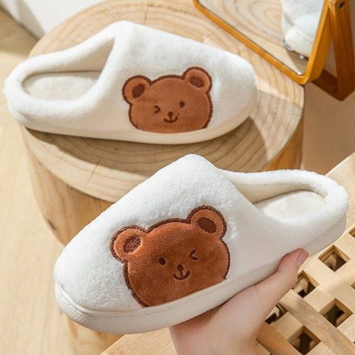 Pantoufles D'hiver En Fourrure Pour Hommes Et Femmes, Chaussures De Maison Confortables Talon Plat, Pour Chambre Coucher,