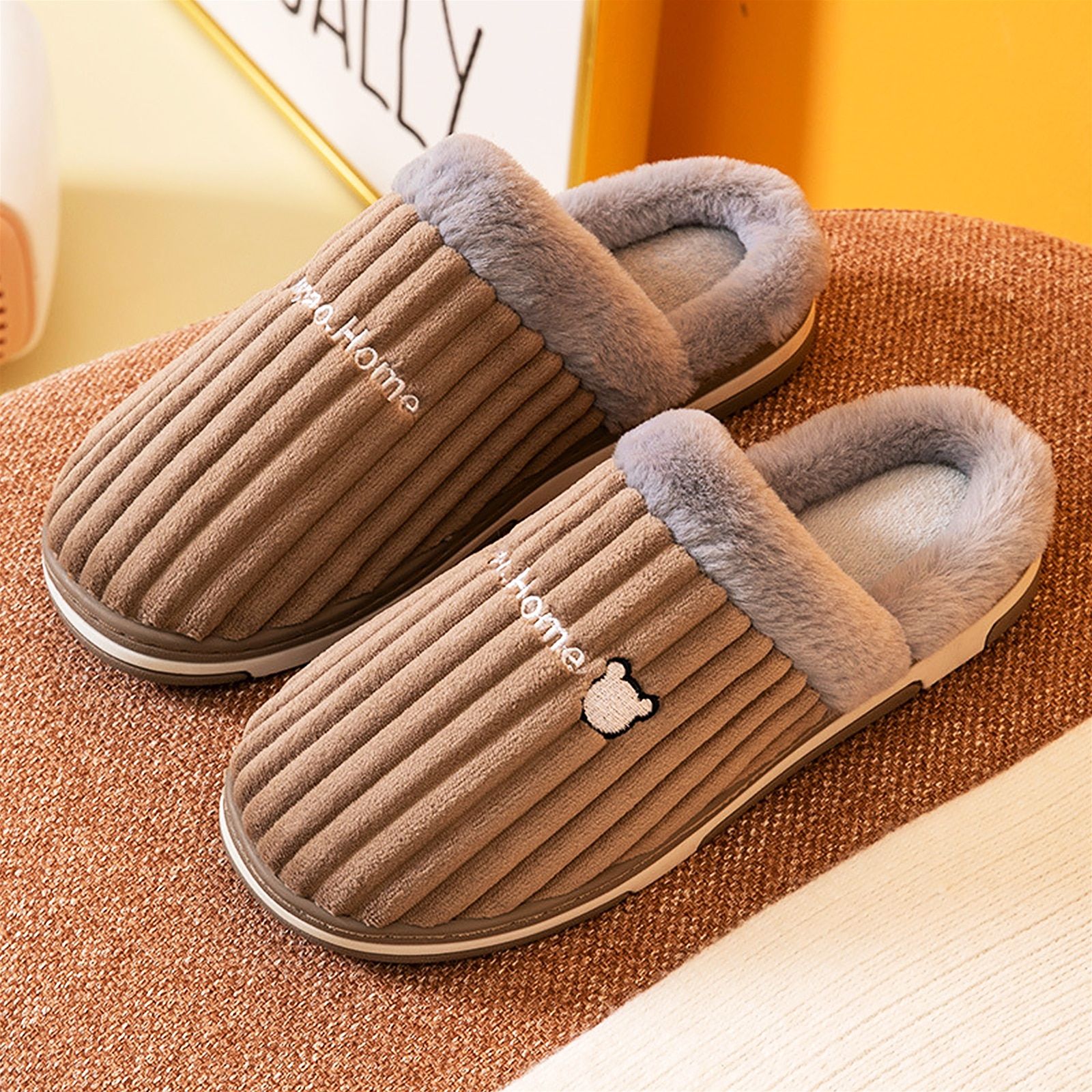 Pantoufles D'hiver En Fourrure Pour Hommes Et Femmes, Chauss... - 6