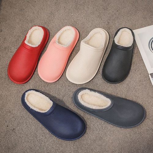 Pantoufles D'hiver En Fourrure Pour Hommes, Chaussures D'intérieur En Cuir Imperméables Et Antidérapantes Pour Femmes, Diapositives Chaudes Et Moelleuses Plates, Nouvelle Collection 2020 - 46-47