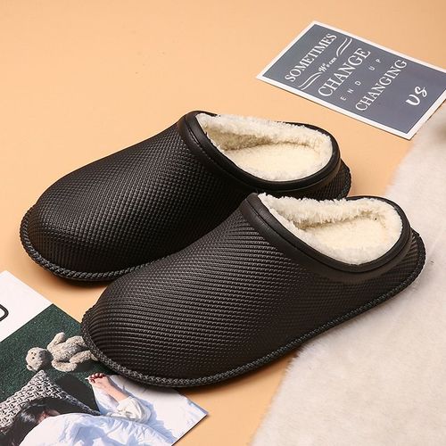Pantoufles D'hiver En Fourrure Pour Hommes, Chaussures D'intérieur En Cuir Imperméables Et Antidérapantes Pour Femmes, Diapositives Chaudes Et Moelleuses Plates, Nouvelle Collection 2020