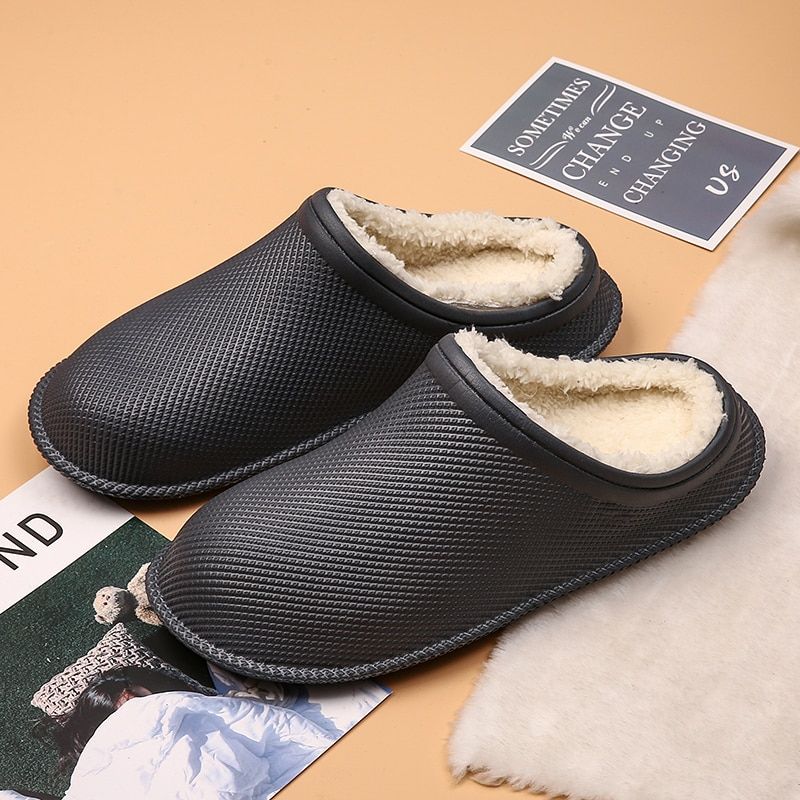 Pantoufles D'hiver En Fourrure Pour Hommes, Chaussures D'int...