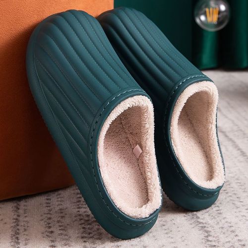 Pantoufles De Maison Imperméables Et Antidérapantes Pour Femme, Chaussures De Couple Chaudes D'hiver, D'intérieur En Coton, En Mousse Mémoire De Forme