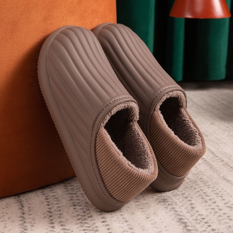 Pantoufles D'hiver En Peluche Impermables Pour Hommes, Nouv... - 6