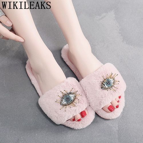 Pantoufles D'hiver En Peluche Pour Femmes, Chaussures D'intérieur Plates Et Souples, Taille 42,