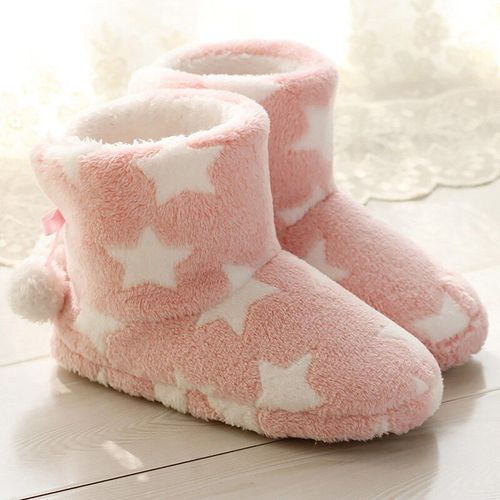 Pantoufles D'hiver En Peluche Pour Femmes, Pantoufles Chaudes Pour La Maison, Motiftoilé, Pantoufles Souples Pour Le Sol, Antidérapantes