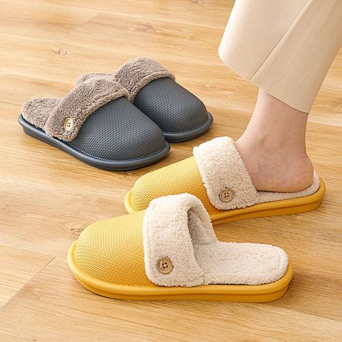 Pantoufles D'hiver En Peluche Pour Hommes Et Femmes, Pantoufles D'intérieur Imperméables Et Antidérapantes, Marque Haut De Gamme, Chaussures De Luxe Pour Couples, 44, Nouvelle Collection 2021