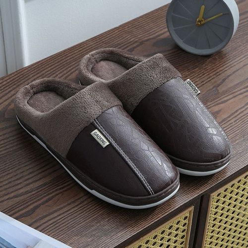 Pantoufles D'hiver En Peluche Pour Hommes Et Femmes, Pantoufles D'intérieur Imperméables Et Antidérapantes, Marque Haut De Gamme, Chaussures De Luxe Pour Couples, 44, Nouvelle Collection 2021