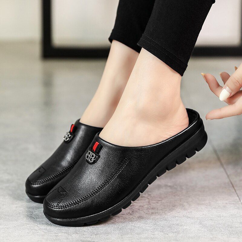 Pantoufles D'hiver Impermables En Cuir Pu Pour Femmes, Chau... - 4