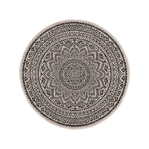 Benuta Plus Tapis D'extérieur & Intérieur Rond Cleo Blanc & Noir Diamètre 150 Cm Rond