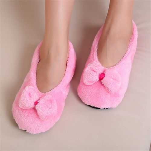 Pantoufles D'hiver Pour Femmes, Chaussettes D'intérieur En Peluche, Chaussures En Coton Doux, N¿Ud Mignon, Diapositives En Fourrure Pour La Maison