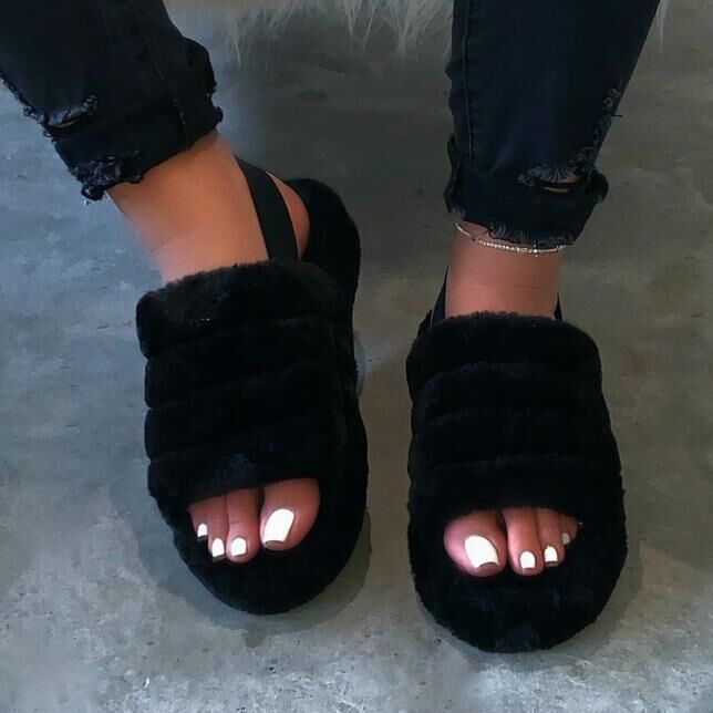 Pantoufles D'hiver Pour Femmes, Chaussures Chaudes En Coton ...