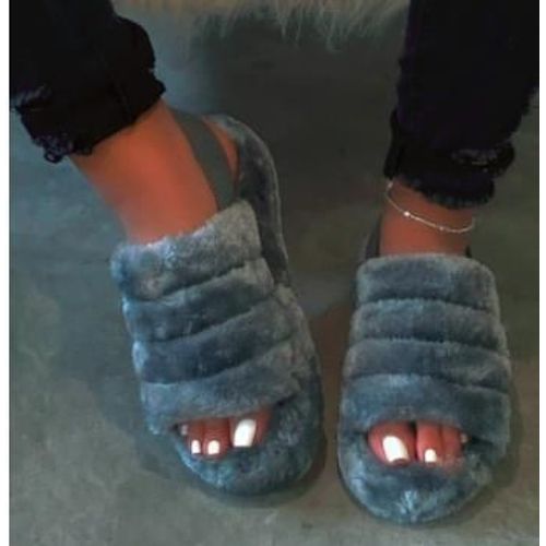 Pantoufles D'hiver Pour Femmes, Chaussures Chaudes En Coton Et Peluche L'arrière, Enfiler