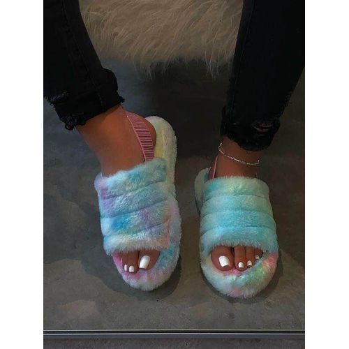 Pantoufles D'hiver Pour Femmes, Chaussures Chaudes En Coton Et Peluche L'arrière, Enfiler