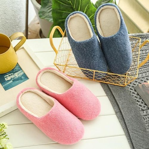Pantoufles D'hiver Pour Hommes Et Femmes, Couleur Unie, En Peluche, Antidérapantes, Chaudes, Pour La Maison Et La Chambre Coucher