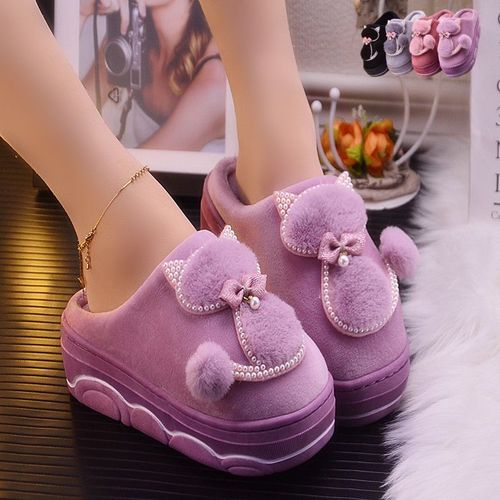 Pantoufles D'intérieur Plateforme Pour Femmes, Mignonnes Chaussures De Maison, Chaudes, Automne Hiver
