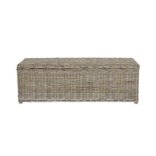 Coffre De Rangement En Kubu Gao - L130 X P45 X H44 Cm - Gris Naturel