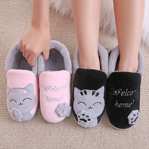 Pantoufles D'intérieur Antidérapantes Pour Hommes Et Femmes, Chaussures De Maison Avec Chat De Dessin Animé, Douces Pour L'hiver, Chaudes, Pour Chambre Coucher, Grande