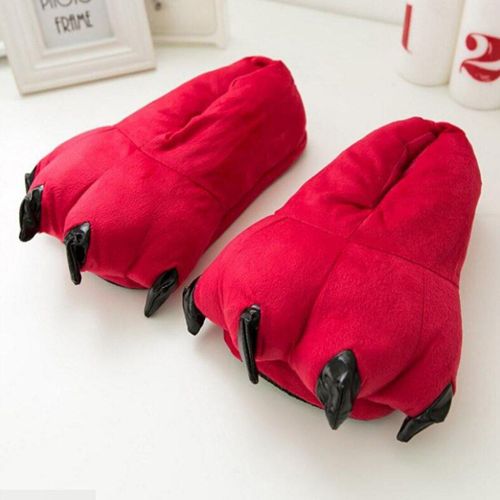 Pantoufles D'intérieur Chaudes Et Douces D'hiver Pour Femmes, Hommes Et Enfants, Chaussures D'animaux, Patte De Dinosaure, Griffe De Noël, Pantoufles De Maison En Peluche