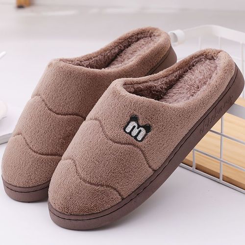 Pantoufles D'intérieur Chaudes Pour Femmes, Chaussures En Coton Doux, En Peluche, Antidérapantes, Pantoufles De Maison Pour Hommes, Diapositives Pour Chaussures De Chambre Coucher