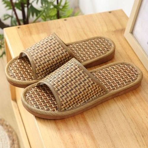 Pantoufles D'intérieur En Bambou, Tissage De Maison En Lin, Sandales Cool, Diapositives D'intérieur, Chaussures De Chambre Unisexes Mujer Zapatillas