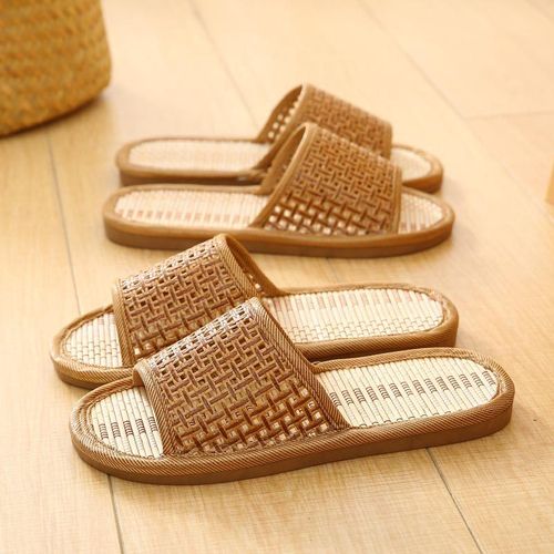 Pantoufles D'intérieur En Bambou, Tissage De Maison En Lin, Sandales Cool, Diapositives D'intérieur, Chaussures De Chambre Unisexes Mujer Zapatillas