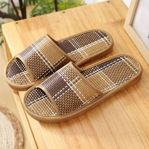 Pantoufles D'intérieur En Bambou, Tissage De Maison En Lin, Sandales Cool, Diapositives D'intérieur, Chaussures De Chambre Unisexes Mujer Zapatillas