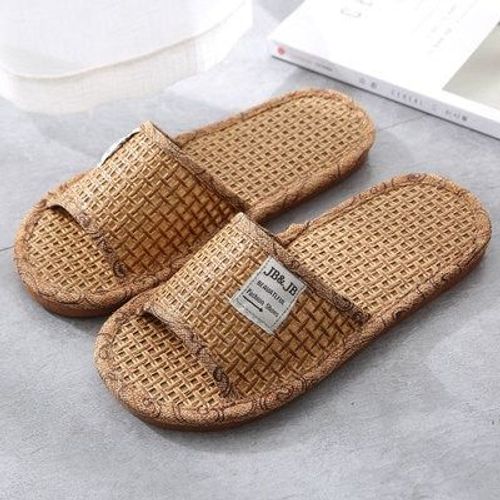 Pantoufles D'intérieur En Bambou, Tissage De Maison En Lin, Sandales Cool, Diapositives D'intérieur, Chaussures De Chambre Unisexes Mujer Zapatillas