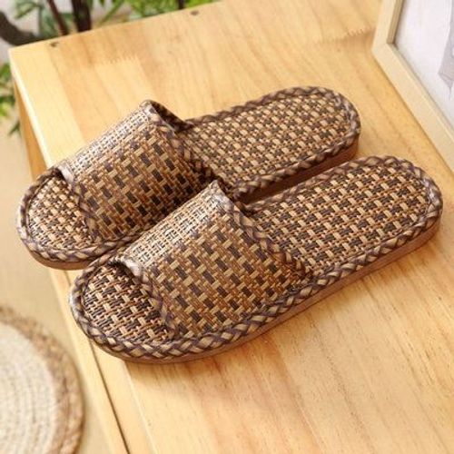 Pantoufles D'intérieur En Bambou, Tissage De Maison En Lin, Sandales Cool, Diapositives D'intérieur, Chaussures De Chambre Unisexes Mujer Zapatillas