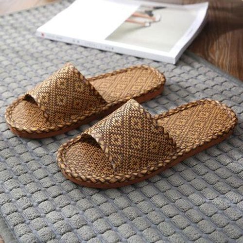 Pantoufles D'intérieur En Bambou, Tissage De Maison En Lin, Sandales Cool, Diapositives D'intérieur, Chaussures De Chambre Unisexes Mujer Zapatillas