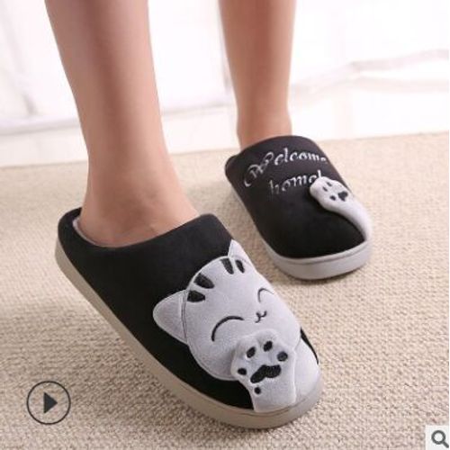 Pantoufles D'intérieur En Coton Doux Et Chaud Pour Femmes, Pantoufles De Maison, Mignonnes, En Peluche, Imprimées De Chats