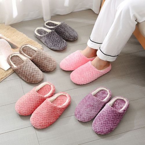 Pantoufles D'intérieur En Coton Pour Hommes Et Femmes, Chaussures De Maison Confortables Pour Couple, Automne Et Hiver
