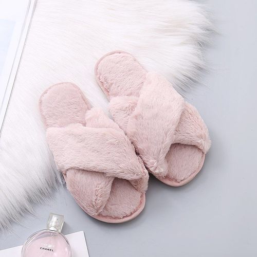 Pantoufles D'intérieur En Fausse Fourrure Pour Femmes, Pantoufles Chaudes Et Moelleuses, En Peluche, Plates Et Douces