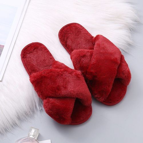 Pantoufles D'intérieur En Fausse Fourrure Pour Femmes, Pantoufles Chaudes Et Moelleuses, En Peluche, Plates Et Douces