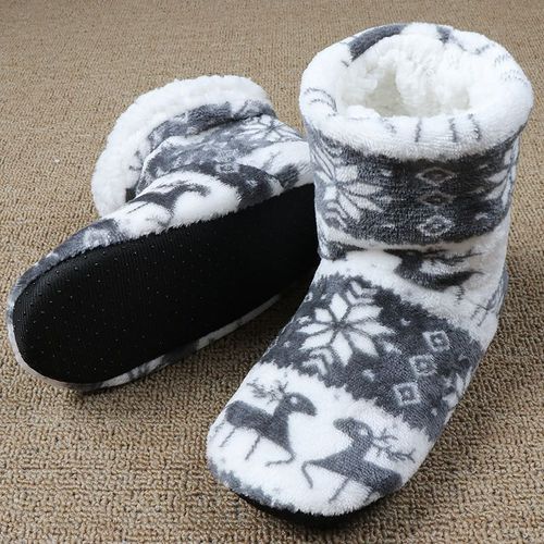 Pantoufles D'intérieur En Fourrure Chaude Pour Femmes, Chaussons D'hiver En Peluche, Chaussettes De Noël Pour Dames