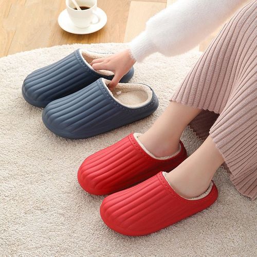 Pantoufles D'intérieur Imperméables Pour Hommes Et Femmes, Chaussures D'hiver Plateforme, Chaudes, En Peluche, Pantoufles De Travail Pour La Cuisine, Diapositives De Sol Pour La Maison