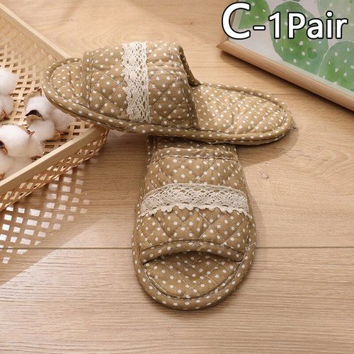 Pantoufles D'intérieur Pour Femmes, Nouvelle Collection, Vintage, Couple, Floral, Pour La Maison, La Chambre À Coucher, En Coton Doux, Semelle À Orteils, Chaussures Plates De Voyage - 35-38