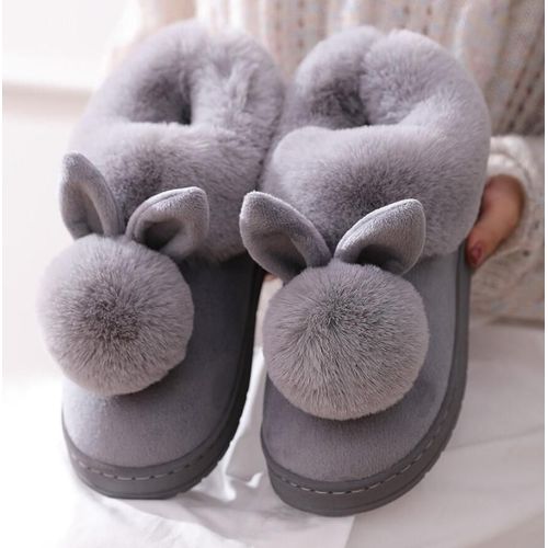 Pantoufles En Coton Fondpais Pour Femmes, Pantoufles En Fourrure De Lapin, Pour La Maison, Chaudes, Mignonnes Et Moelleuses, Pour Chat, Automne Et Hiver