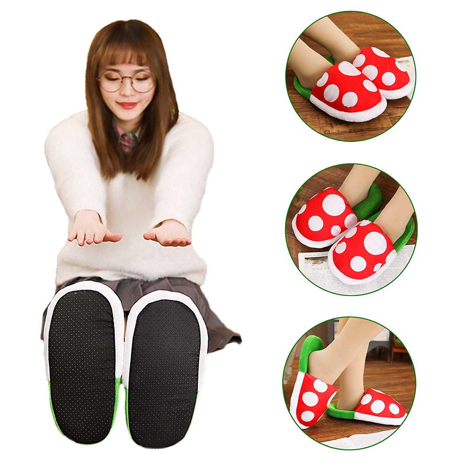 Pantoufles En Coton Super Piranha, Dcoration De Fleurs, Cha... - 3