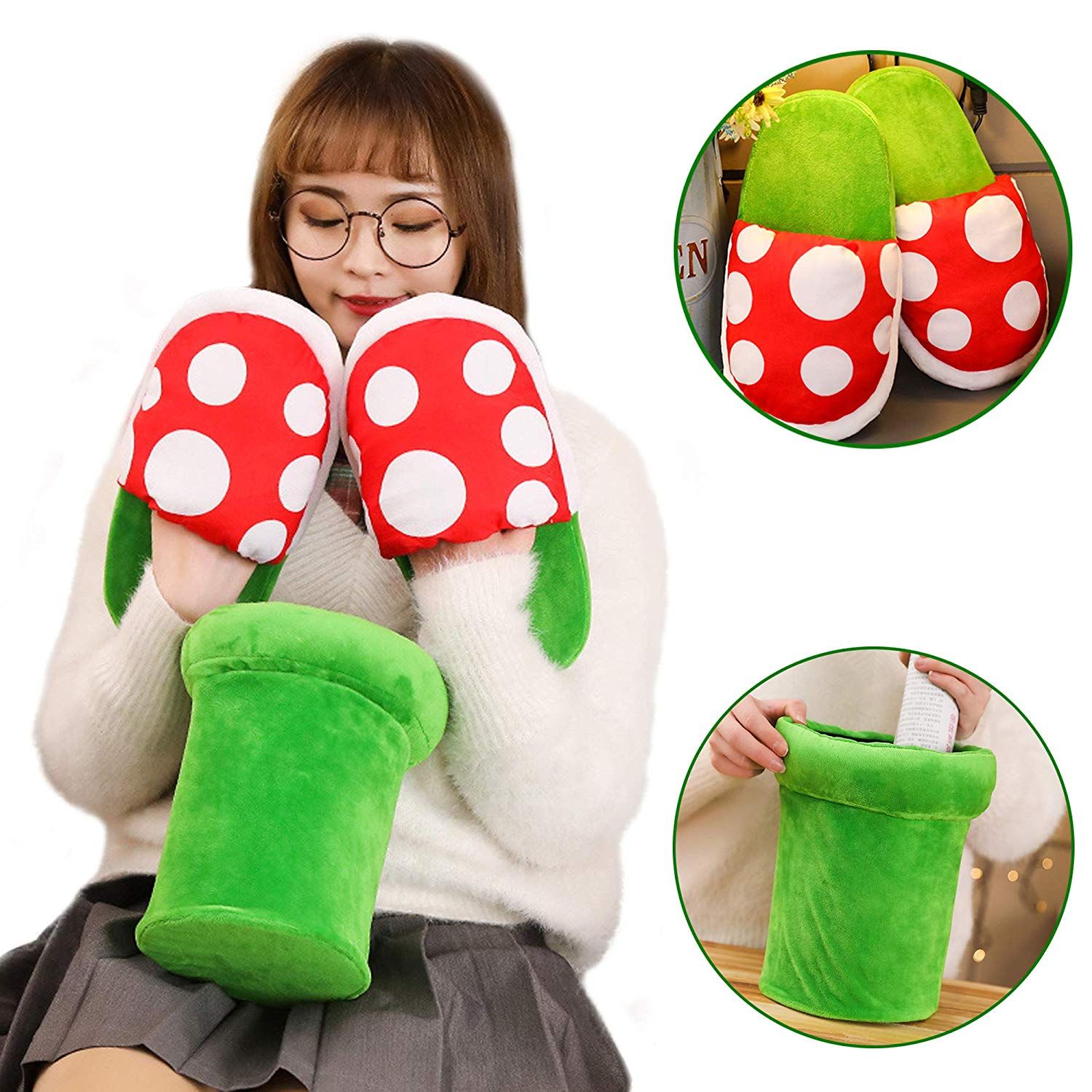 Pantoufles En Coton Super Piranha, Dcoration De Fleurs, Cha... - 5