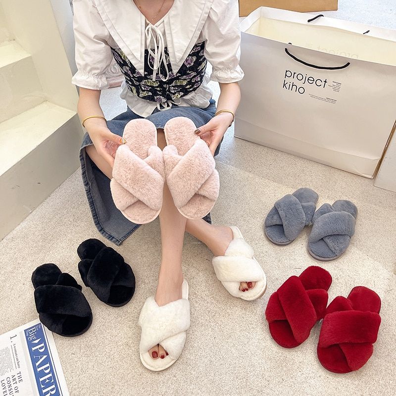 Pantoufles En Fausse Fourrure Pour Femmes, Confortables, Gli... - 2