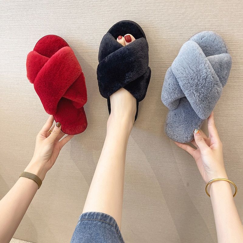 Pantoufles En Fausse Fourrure Pour Femmes, Confortables, Gli... - 3